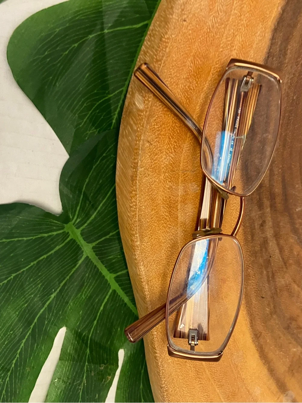 Fendi Woodgrain finish Eyeglasses Frames